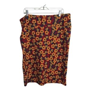 LuLaRoe Womens Cassie Pencil Skirt Size 3XL Pullon Deep Rust Floral Stretch NWT